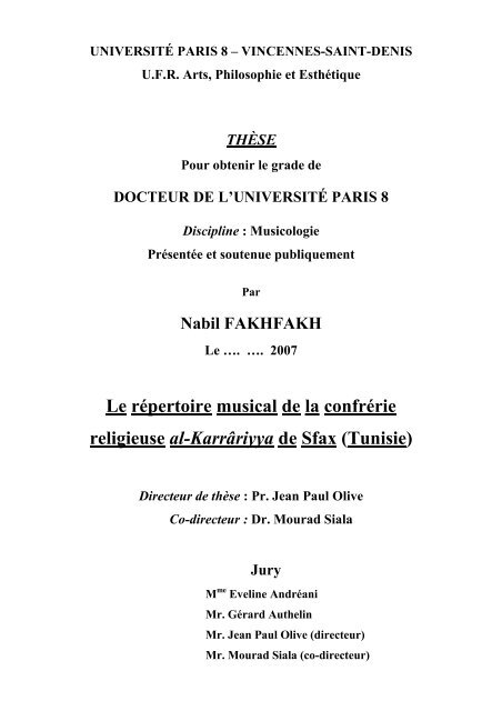 Le répertoire musical de la confrérie religieuse al ... - E-Corpus