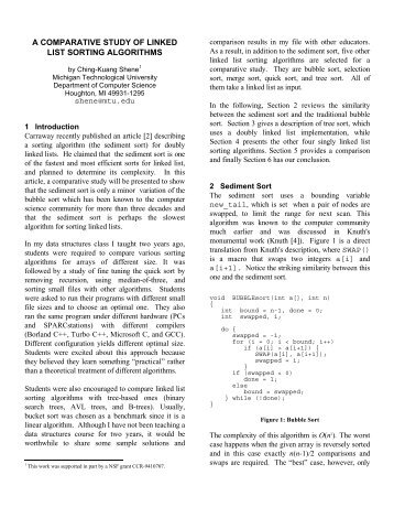 a comparative study of linked list sorting algorithms - CiteSeerX