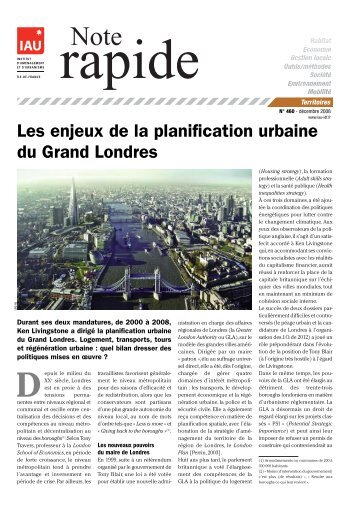 Les enjeux de la planification urbaine du Grand Londres - IAU Ã®dF
