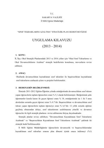 uygulama kılavuzu - Erenler İlçe Milli Eğitim Müdürlüğü