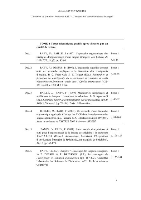 L'analyse de l'activitÃ© dans l'enseignement et l'apprentissage d'une ...