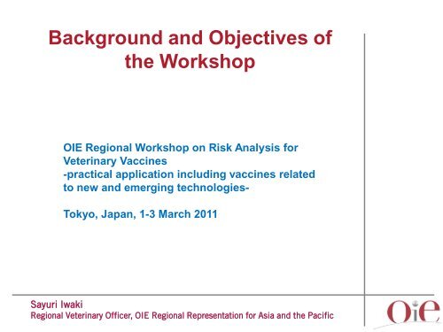 ã¹ã©ã¤ã 1 - OIE Asia-Pacific