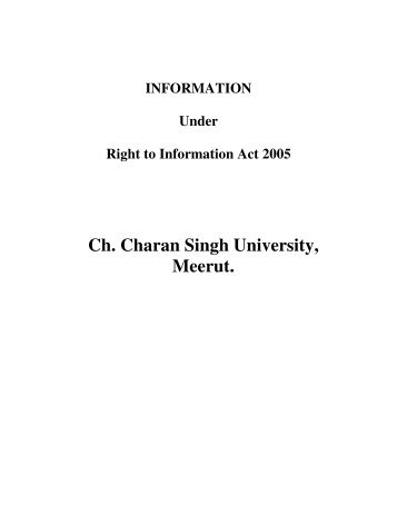 RTI - Chaudhary Charan Singh University, Meerut