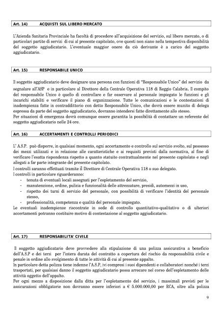 CAPITOLATO SPECIALE D'APPALTO ESECUZIONE DEL ... - ASP RC