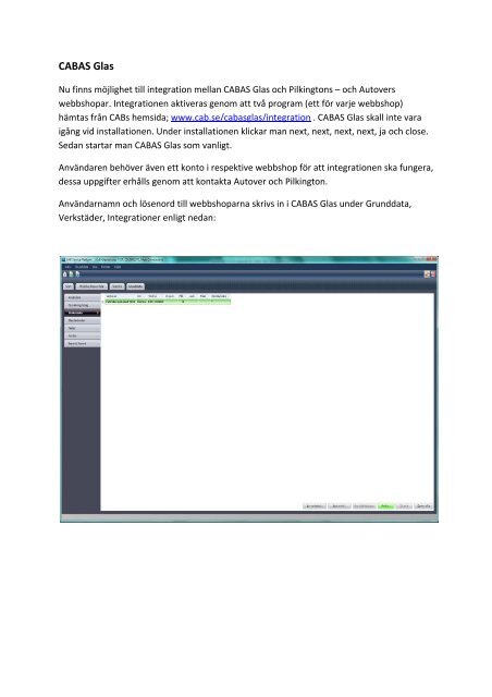 Instruktion fÃ¶r CABAS Glas Integration
