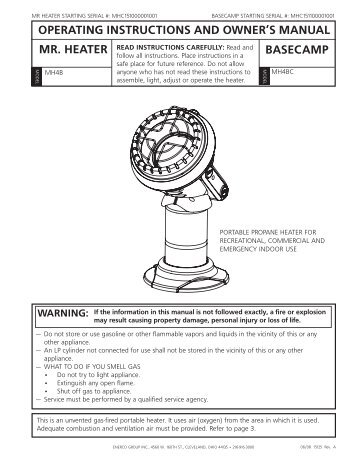 OpERATING INSTRUCTIONS AND OWNER'S MANUAL ... - Mr. Heater