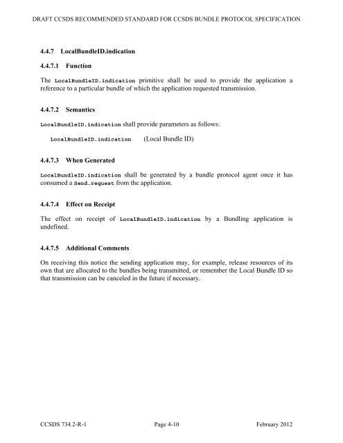 CCSDS 734.2-R-1, CCSDS Bundle Protocol Specification (Red ...