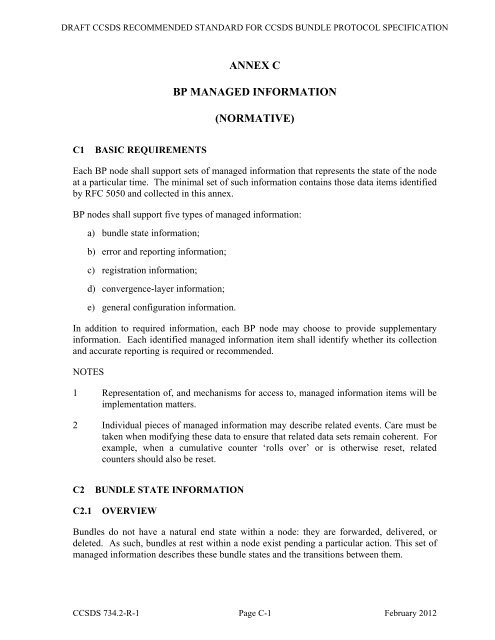 CCSDS 734.2-R-1, CCSDS Bundle Protocol Specification (Red ...