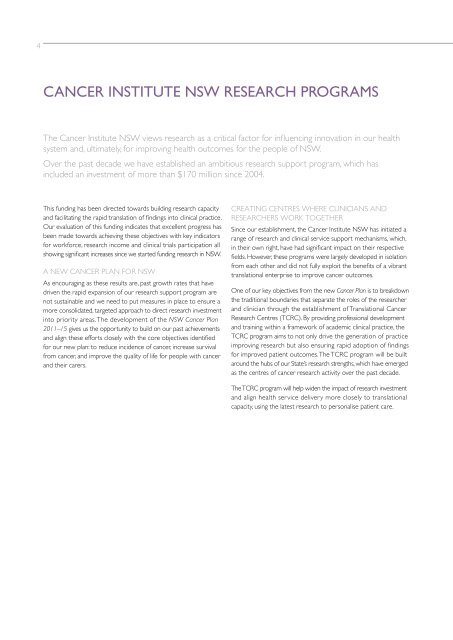 NSW Research Achievements Report 2011 - Cancer Institute NSW