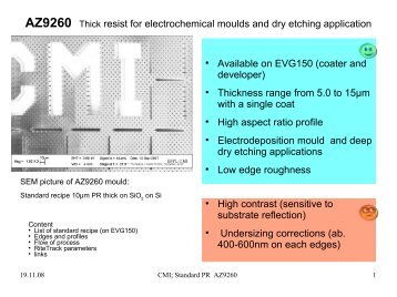 AZ9260 Thick resist for electrochemical moulds and dry ... - CMI