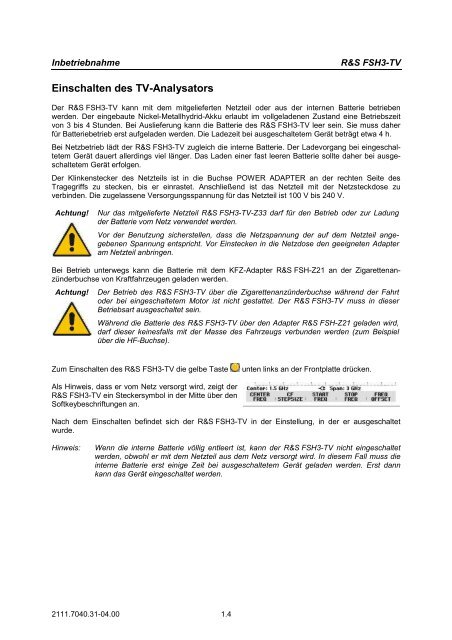 TV Analysator R&SÂ® FSH3-TV - Rohde & Schwarz