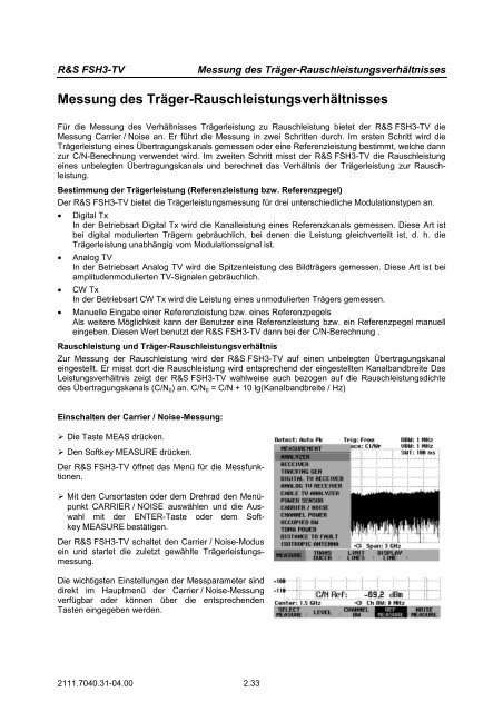 TV Analysator R&SÂ® FSH3-TV - Rohde & Schwarz