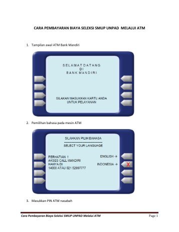 CARA PEMBAYARAN BIAYA SELEKSI SMUP UNPAD MELALUI ATM