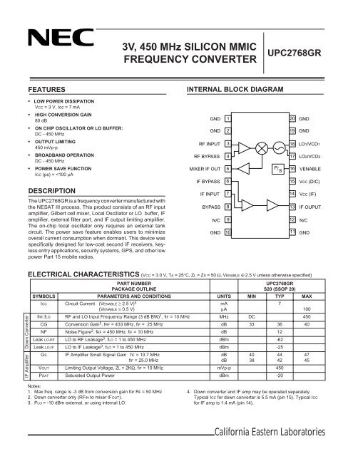 3V, 450 MHz SILICON MMIC FREQUENCY CONVERTER California ...