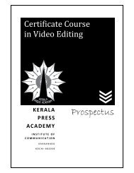 Certificate Course in Video Editing - Kerala Press Academy