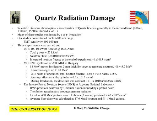 Radiation-Hard Quartz Cerenkov Calorimeters - The University of Iowa