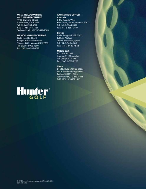 TTS Golf RoToR oWNERS MANUAl - Hunter Industries