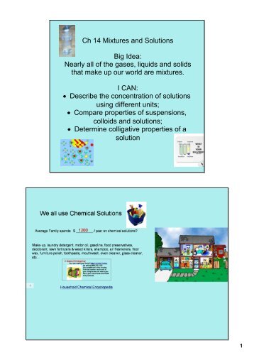 Ch 14 Mixtures and Solutions Big Idea: Nearly all of the gases ...