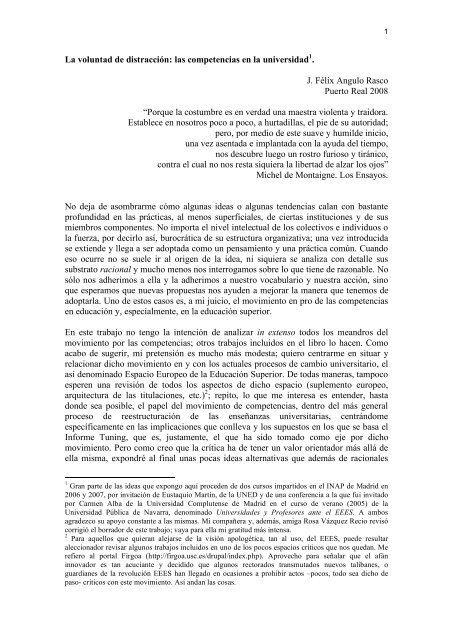 La voluntad de distracciÃ³n: las competencias en la ... - FÃ­rgoa