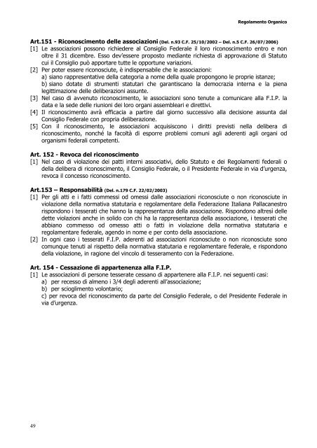 nuovo regolamento organico della federazione italiana pallacanestro