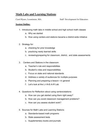 Math Labs and Learning Stations - ROE #13