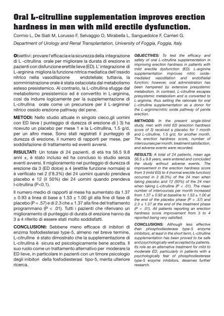 Oral L-citrulline supplementation improves erection ... - farmadec.it