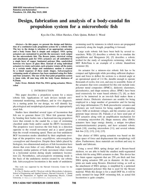 Design, fabrication and analysis of a body-caudal fin propulsion ...