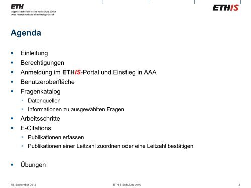 ETHIS-Schulung AAA - ETH ZÃƒÂ¼rich