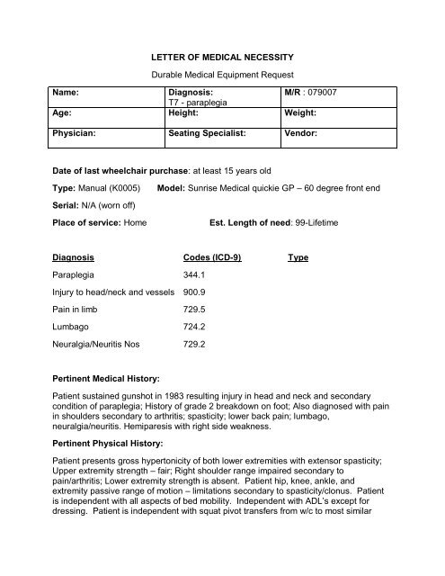 letter of medical necessity 1 - Frank Mobility Systems