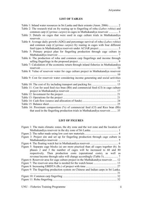 Economical basis for fingerling production in cage culture in Sri Lanka