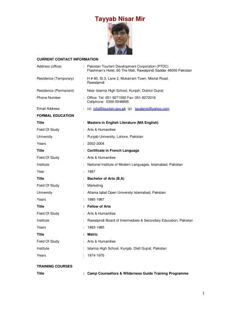 To Read Complete Cv In English