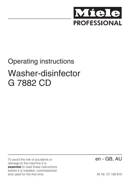 Washer-disinfector G 7882 CD