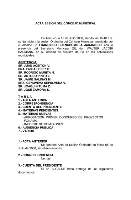 ACTA SESION DEL CONCEJO MUNICIPAL - Temuco