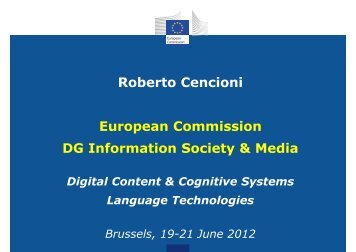 Roberto Cencioni European Commission DG ... - LT-Innovate