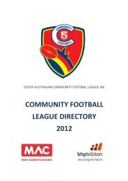 COMMUNITY FOOTBALL LEAGUE DIRECTORY 2012 - sanfl