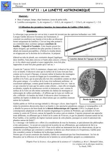 TP NÂ°11 : LA LUNETTE ASTRONOMIQUE - Physagreg