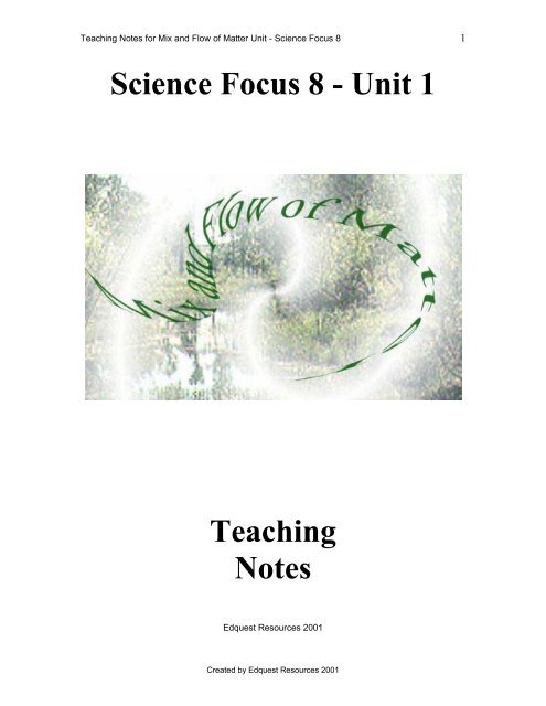 Science Focus 8 - Unit 1 Teaching Notes - Ed Quest
