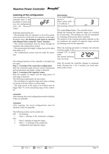 Reactive Power Controller Operating instructions