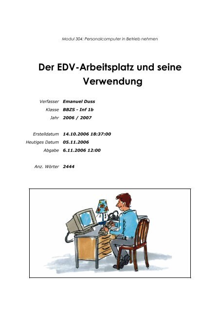 Der EDV-Arbeitsplatz und seine Verwendung - EmanuelDuss.ch.