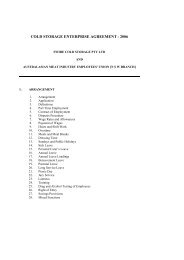 cold storage enterprise agreement - 2006 - Fair Work Commission