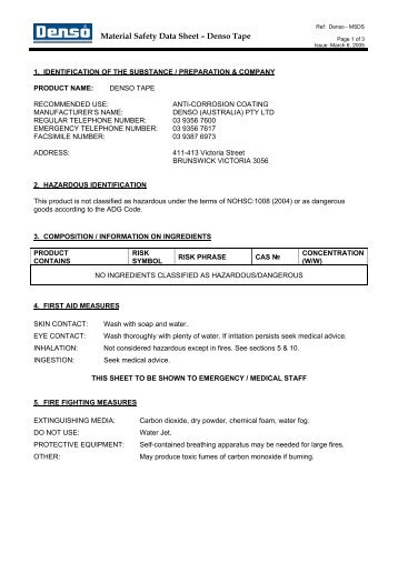 DENSO Material Safety Data Sheet - MSDS - E-MAC Corrosion Inc.