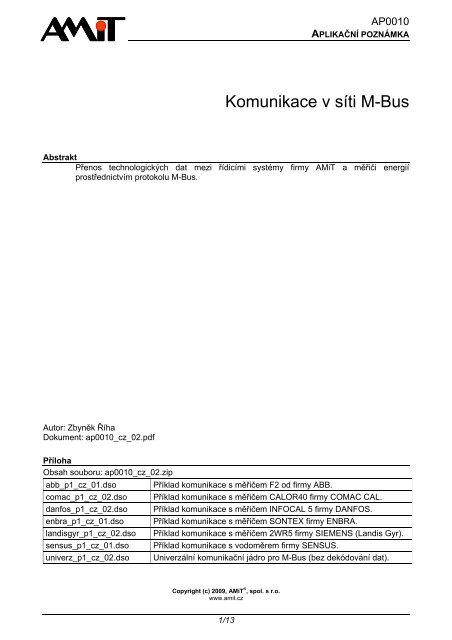 AP0010 - komunikace v sÃ­ti M-Bus - Amit