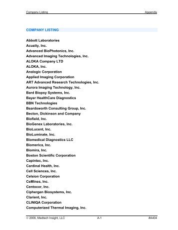 company listing - Medtech Insight