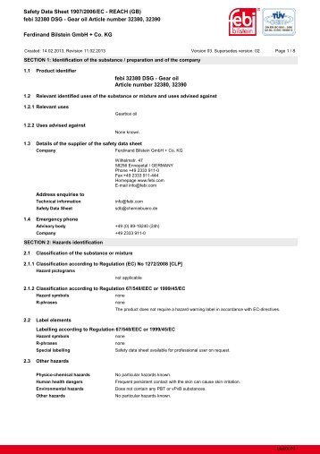 febi 32380 DSG - Gear oil Article number 32380, 323