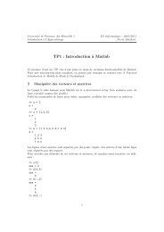 TP1 : Introduction `a Matlab