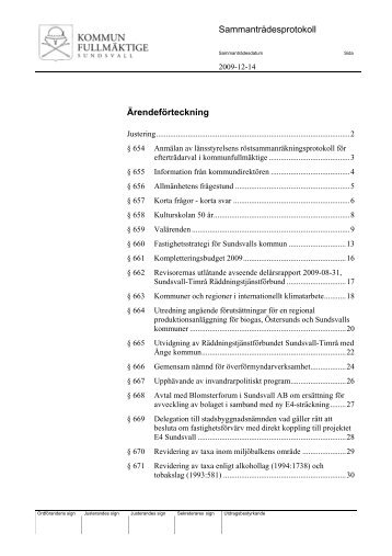 SammantrÃ¤desprotokoll ÃrendefÃ¶rteckning - Sundsvall
