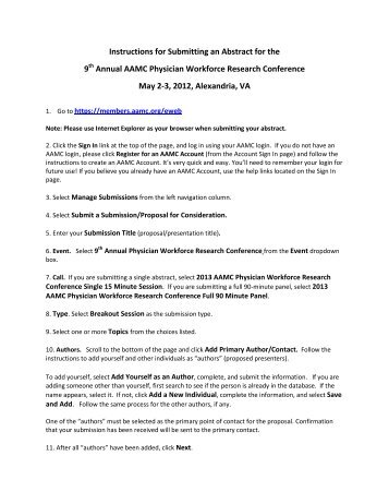 Instructions for Submitting an Abstract for the 9th Annual AAMC ...