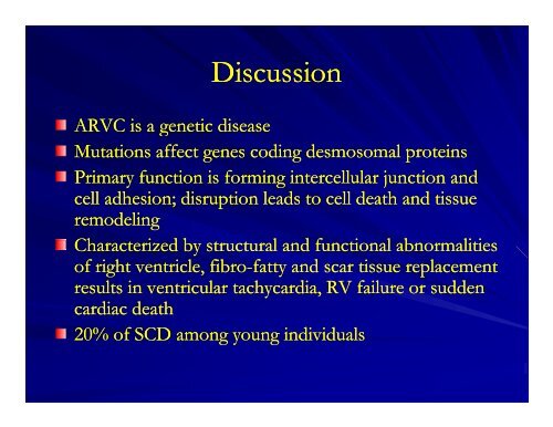 Arrhythmogenic Right Ventricular Dysplasia/Cardiomyopathy