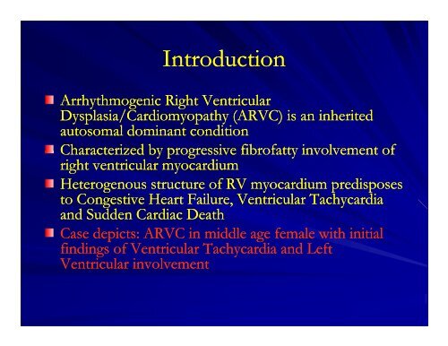 Arrhythmogenic Right Ventricular Dysplasia/Cardiomyopathy
