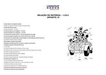 LISTA DE MATERIAL E BIBLIOGRAFIA 2011 infantil II - Uninove
